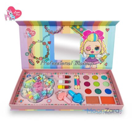 Shining Princess 2 in 1 DIY Beads Jewelry & Makeup Set Box – 25-Item Professional Kids Makeup Series