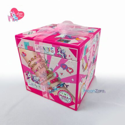 Shining Unicorn 3-in-1 Makeup & Jewelry DIY Beads Set – 33-Piece Kids Gift Box LD6087-2