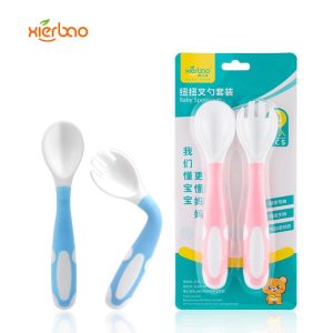 Xierbao bendable baby twist fork and spoon set for toddler self-feeding