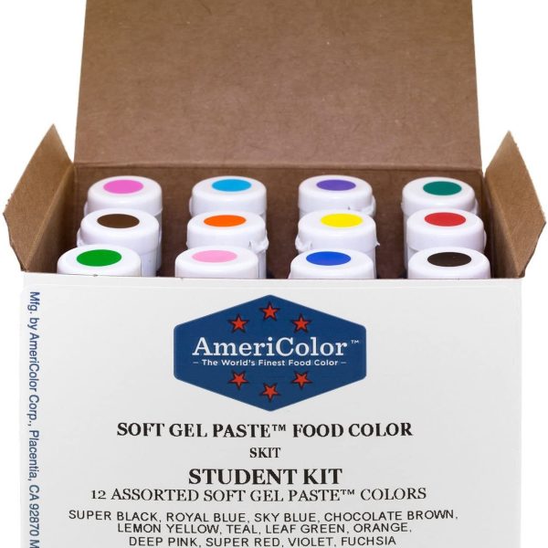 AmeriColor 12pcs Food Coloring Student Kit, 0.75 Ounce Bottles Soft Gel Paste Colors